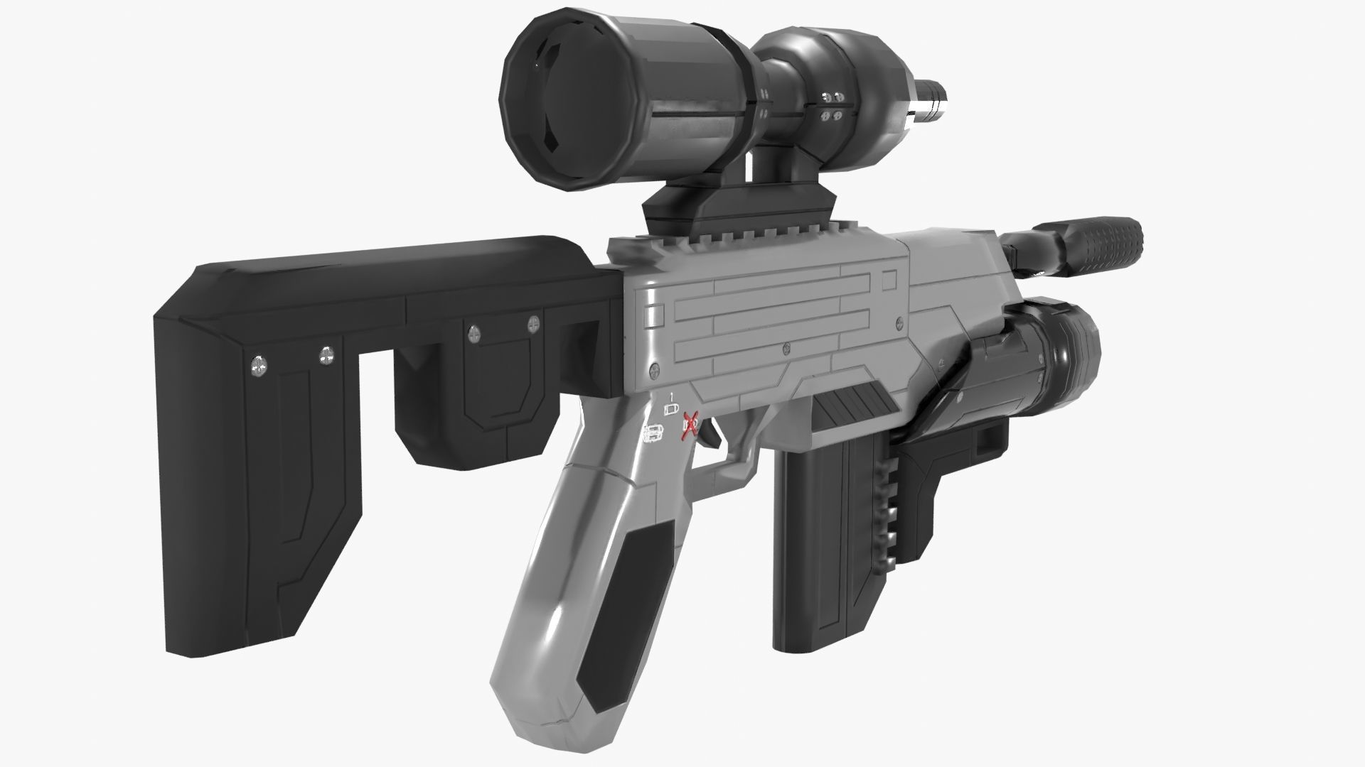 Sci-Fi Battle Rifle Combo Low-poly 3D model_6