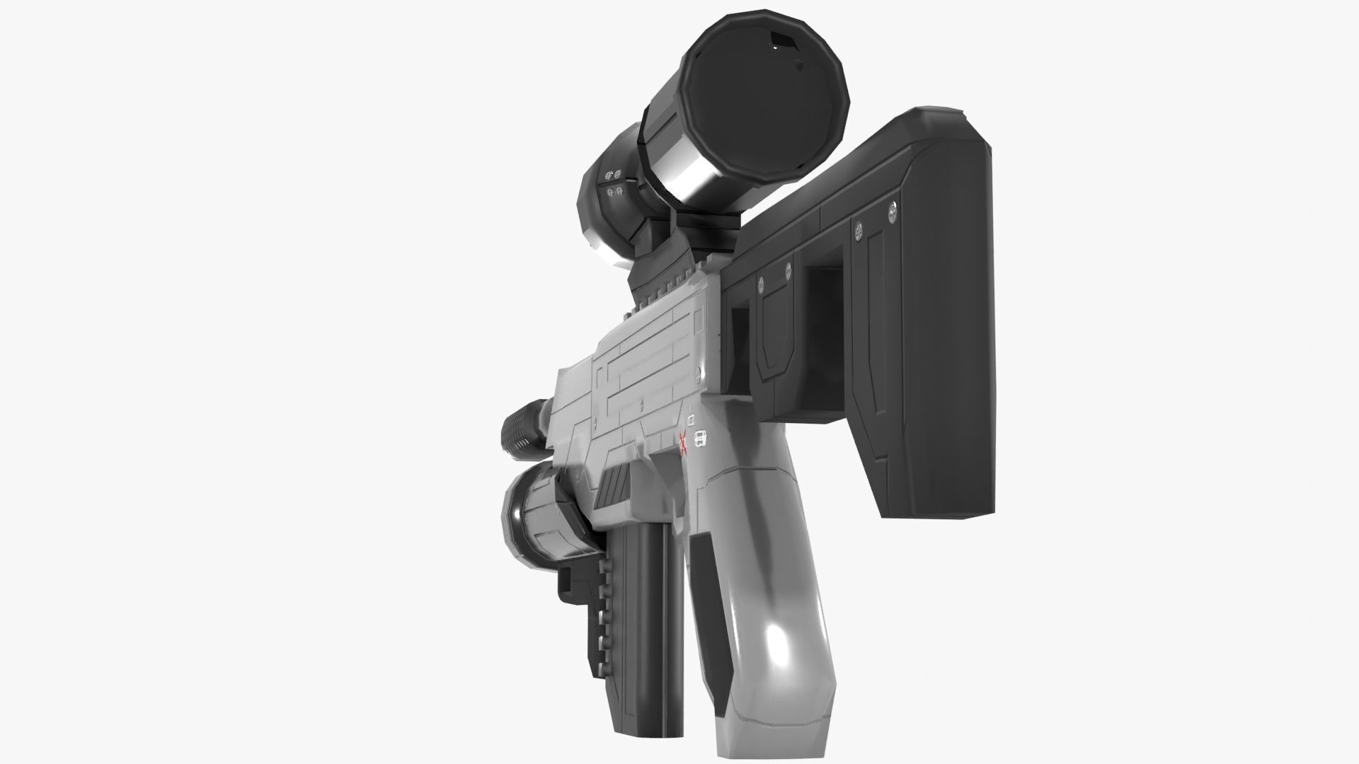 Sci-Fi Battle Rifle Combo Low-poly 3D model_5
