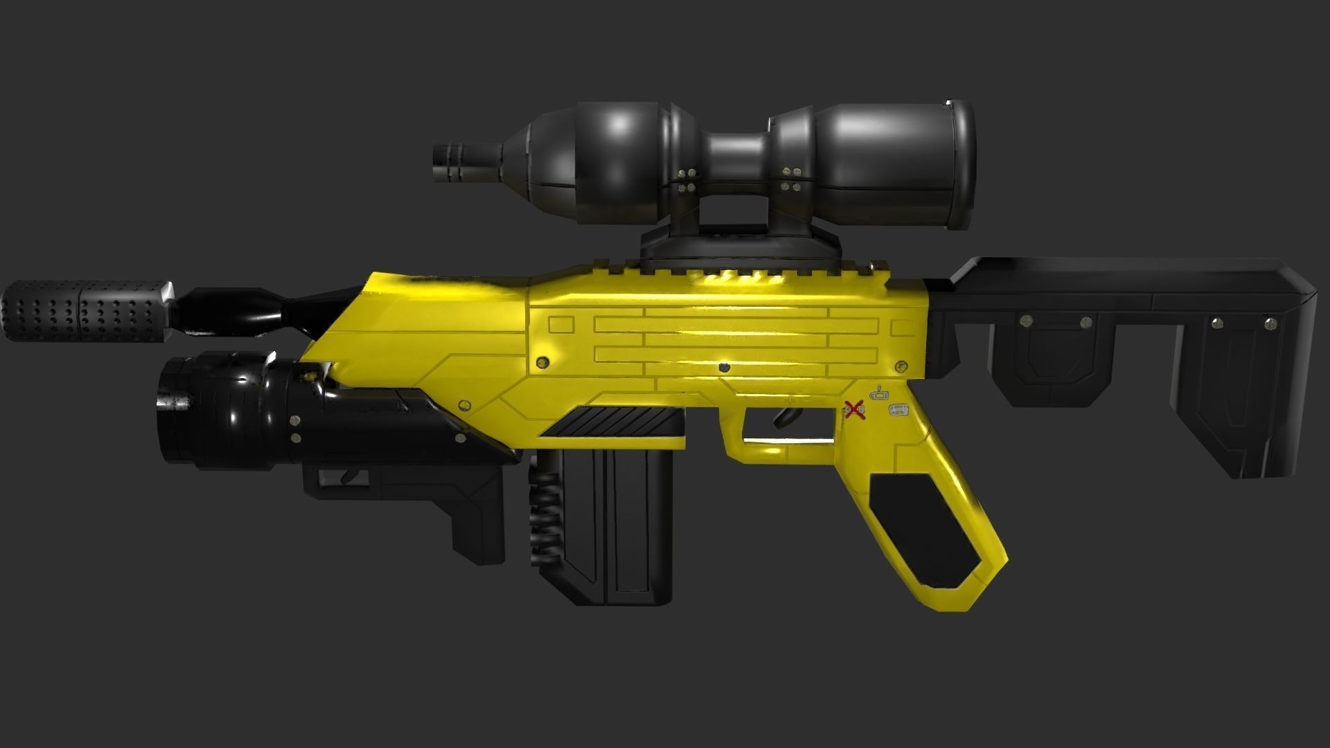 Sci-Fi Battle Rifle Combo Low-poly 3D model_22