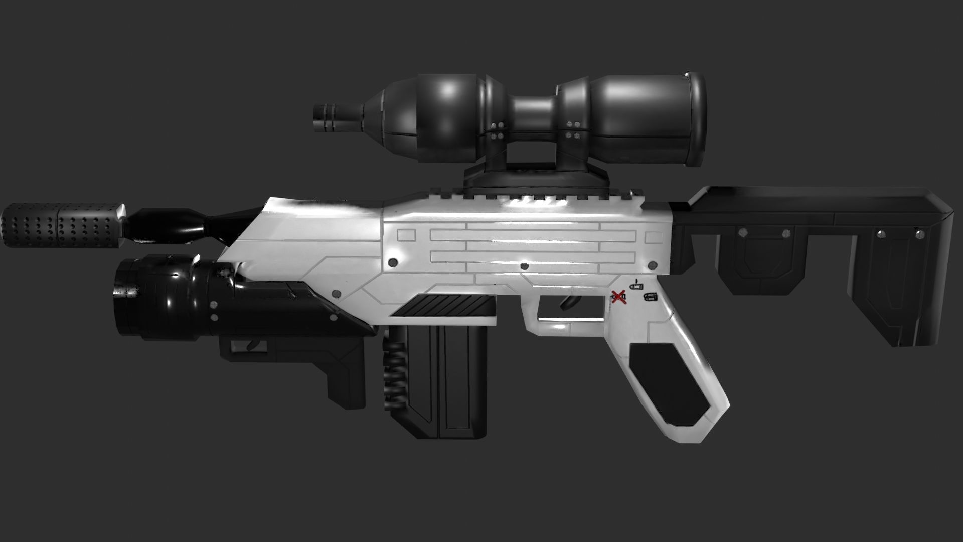 Sci-Fi Battle Rifle Combo Low-poly 3D model_11