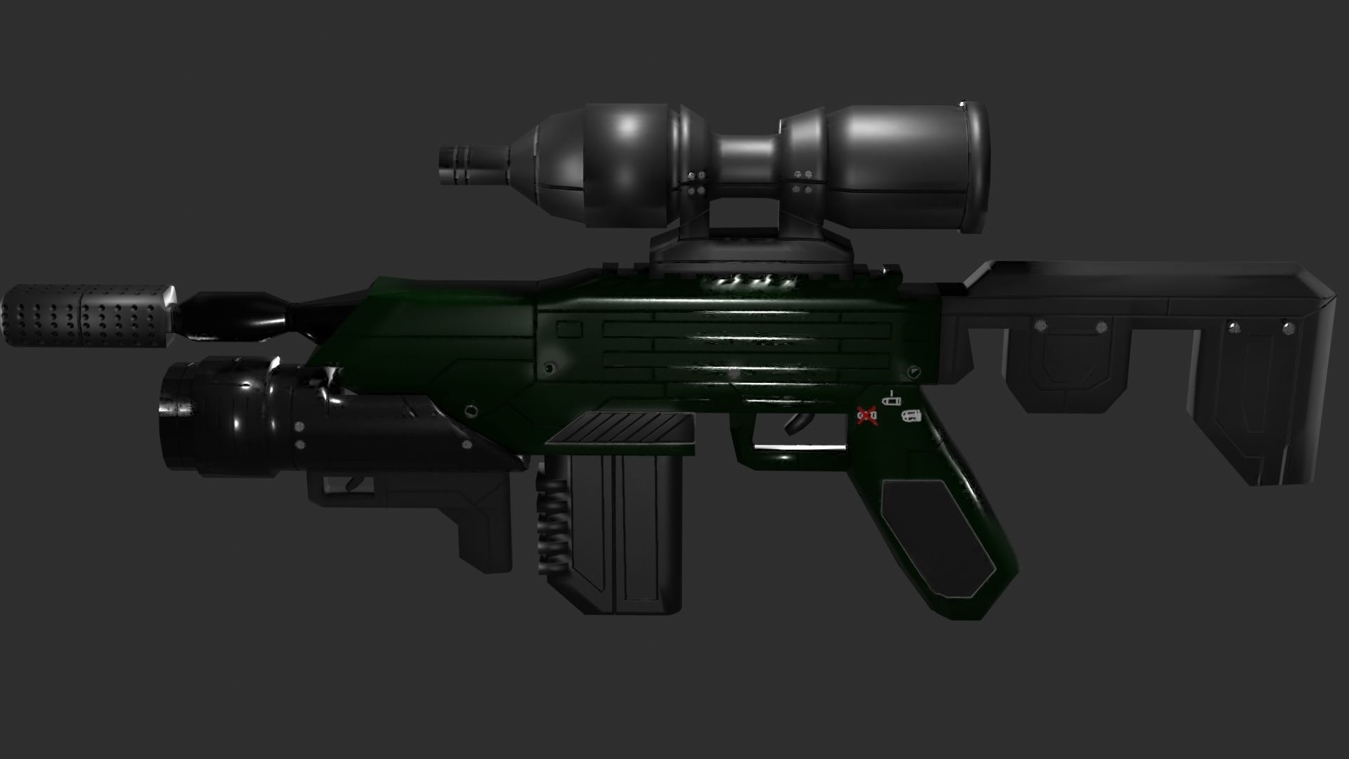 Sci-Fi Battle Rifle Combo Low-poly 3D model_14