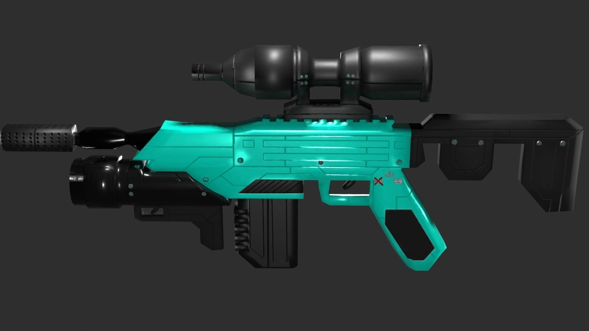 Sci-Fi Battle Rifle Combo Low-poly 3D model_21