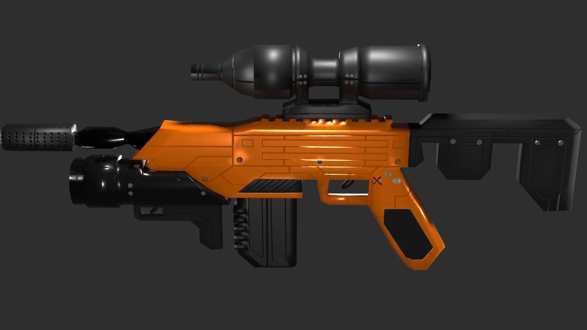 Sci-Fi Battle Rifle Combo Low-poly 3D model_19