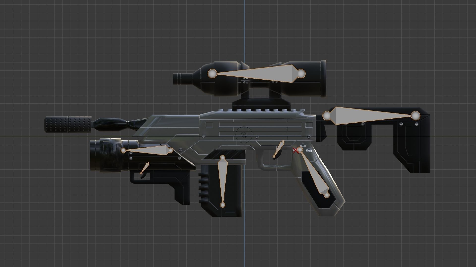 Sci-Fi Battle Rifle Combo Low-poly 3D model_29