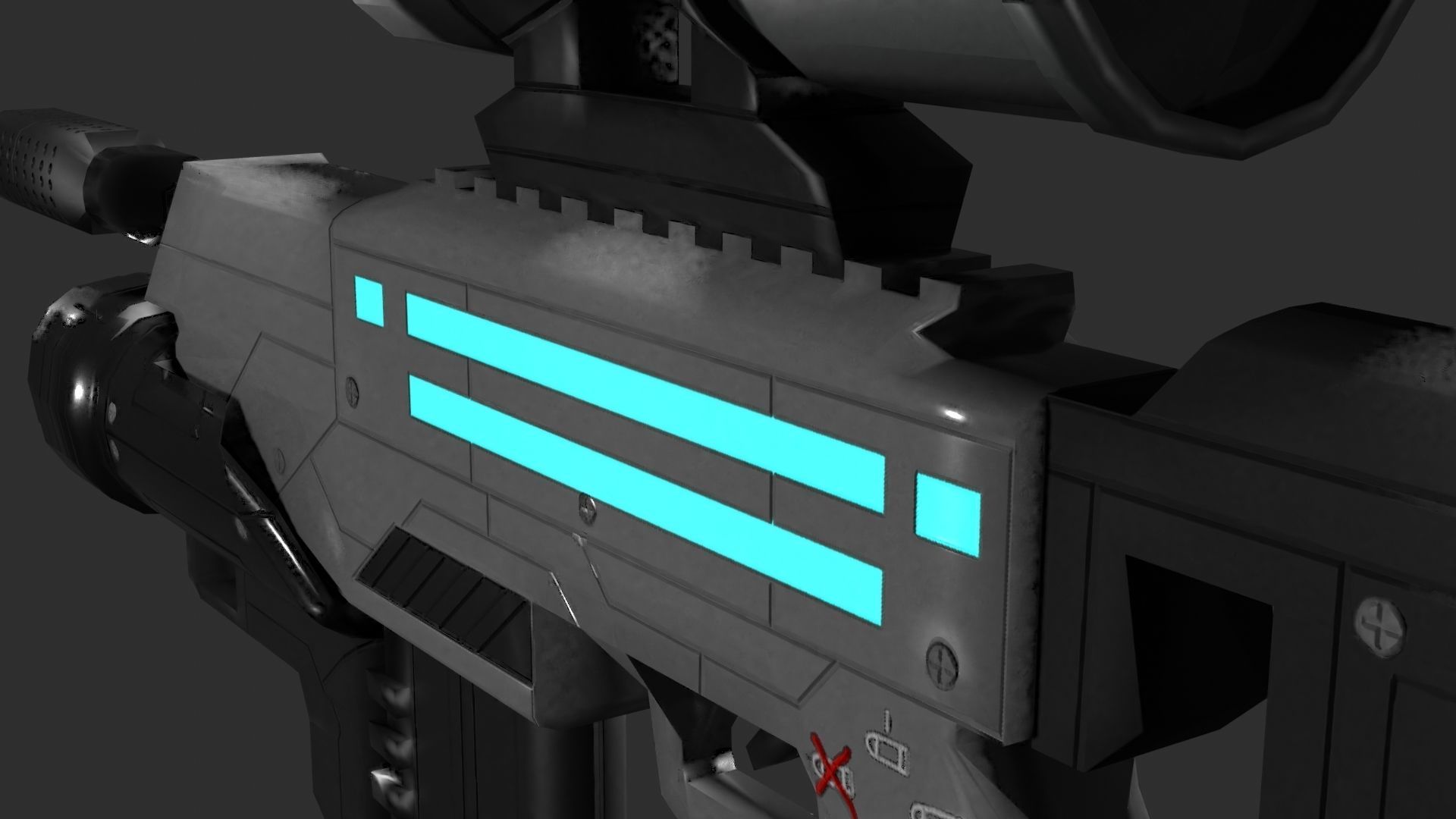 Sci-Fi Battle Rifle Combo Low-poly 3D model_24