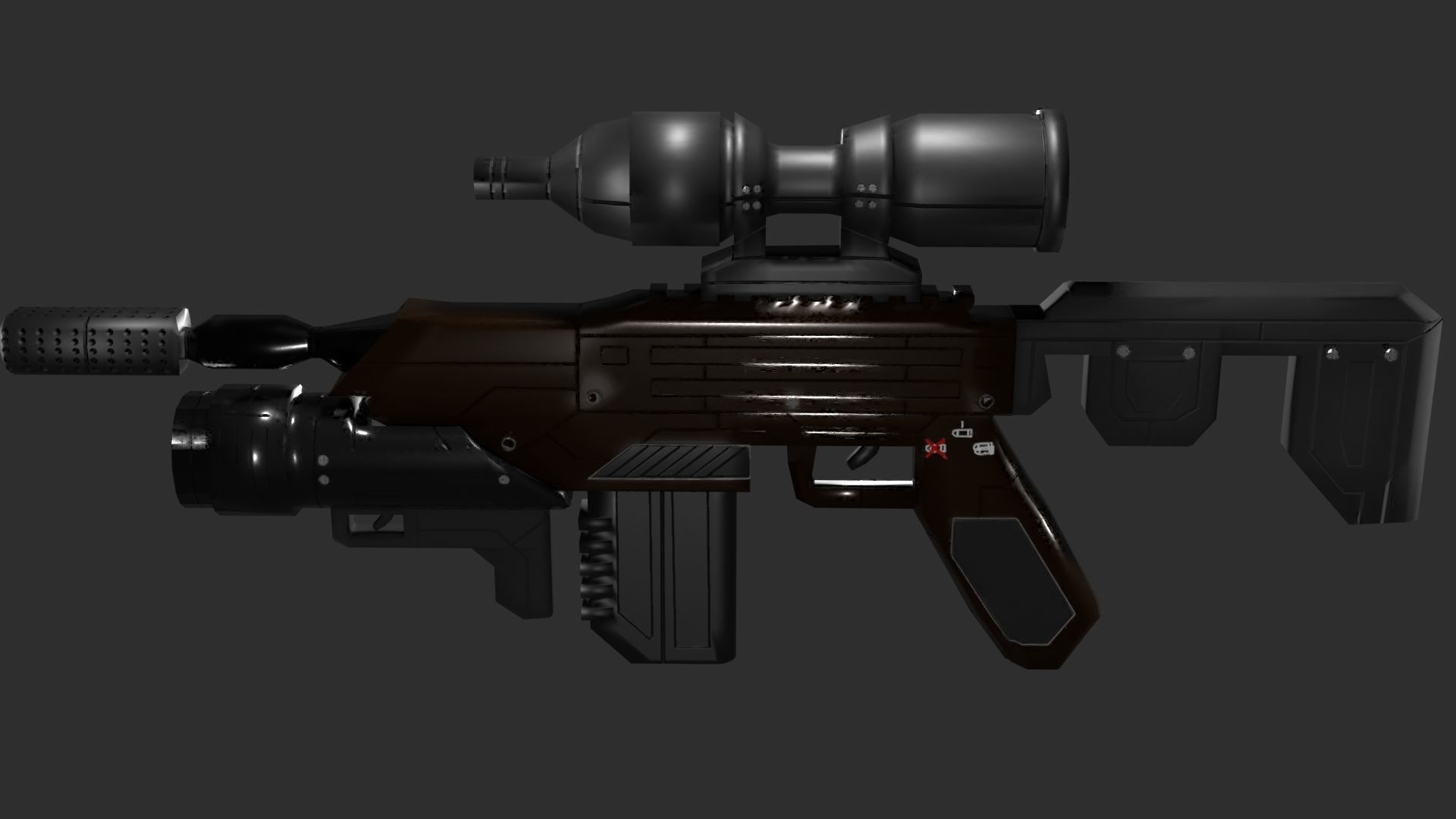Sci-Fi Battle Rifle Combo Low-poly 3D model_13