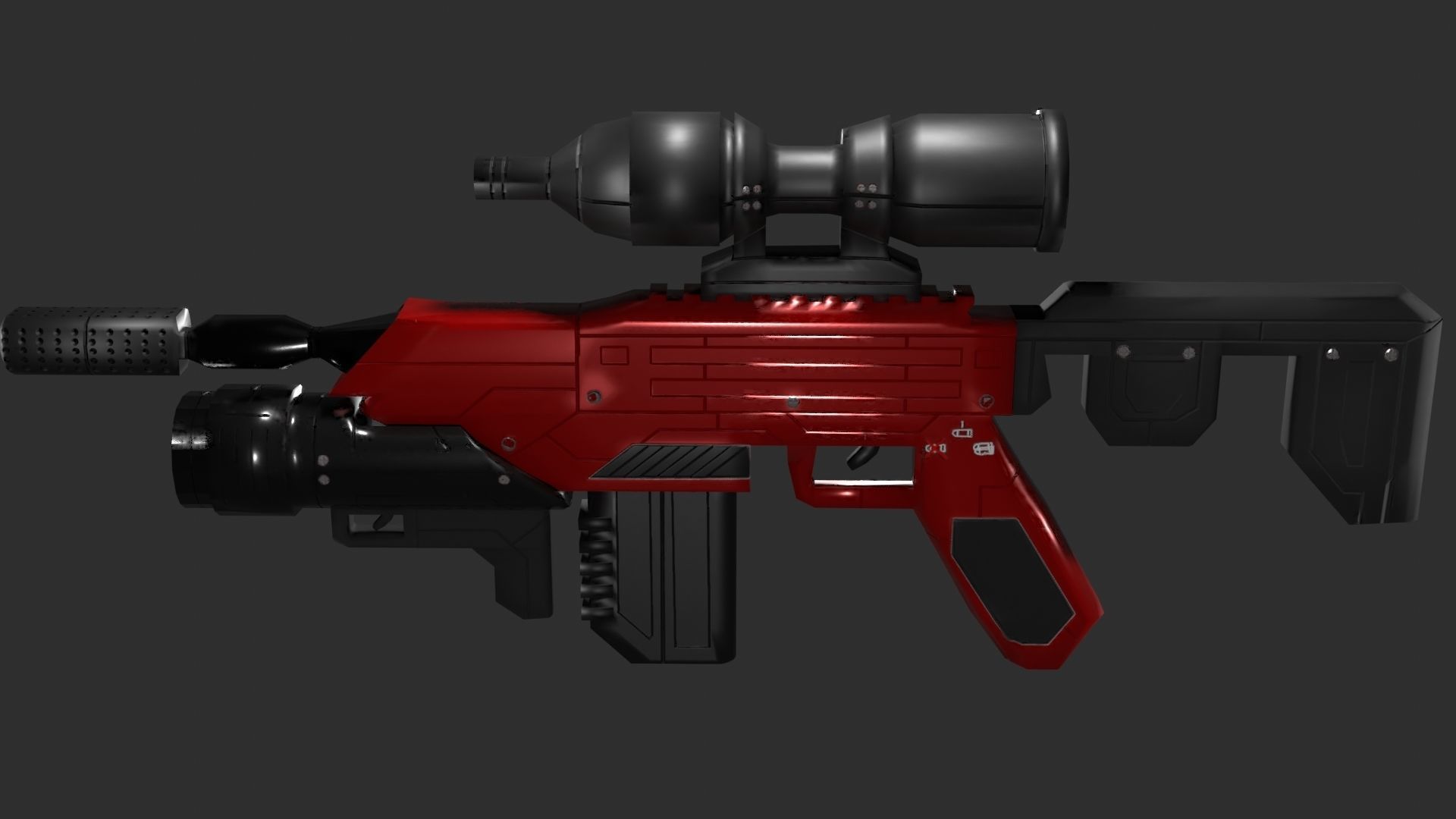 Sci-Fi Battle Rifle Combo Low-poly 3D model_16