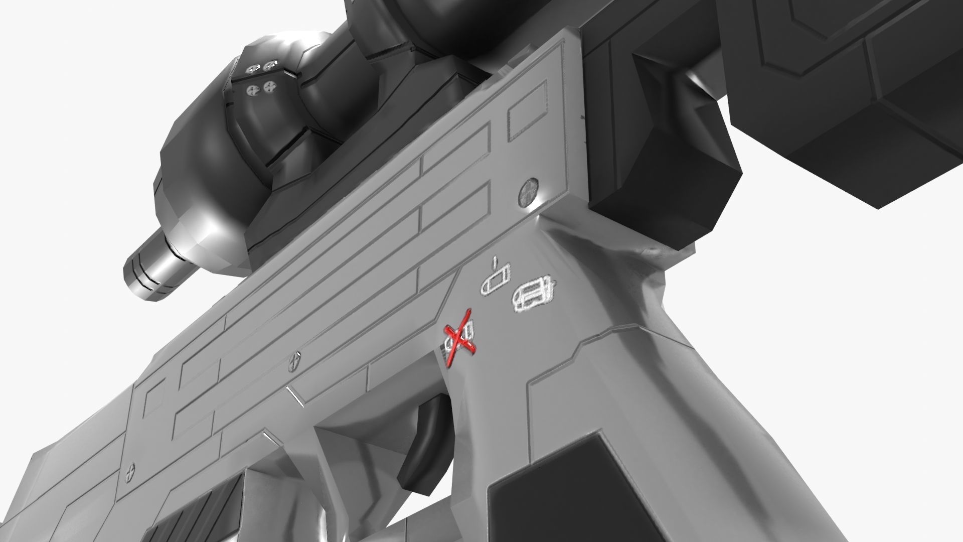 Sci-Fi Battle Rifle Combo Low-poly 3D model_8