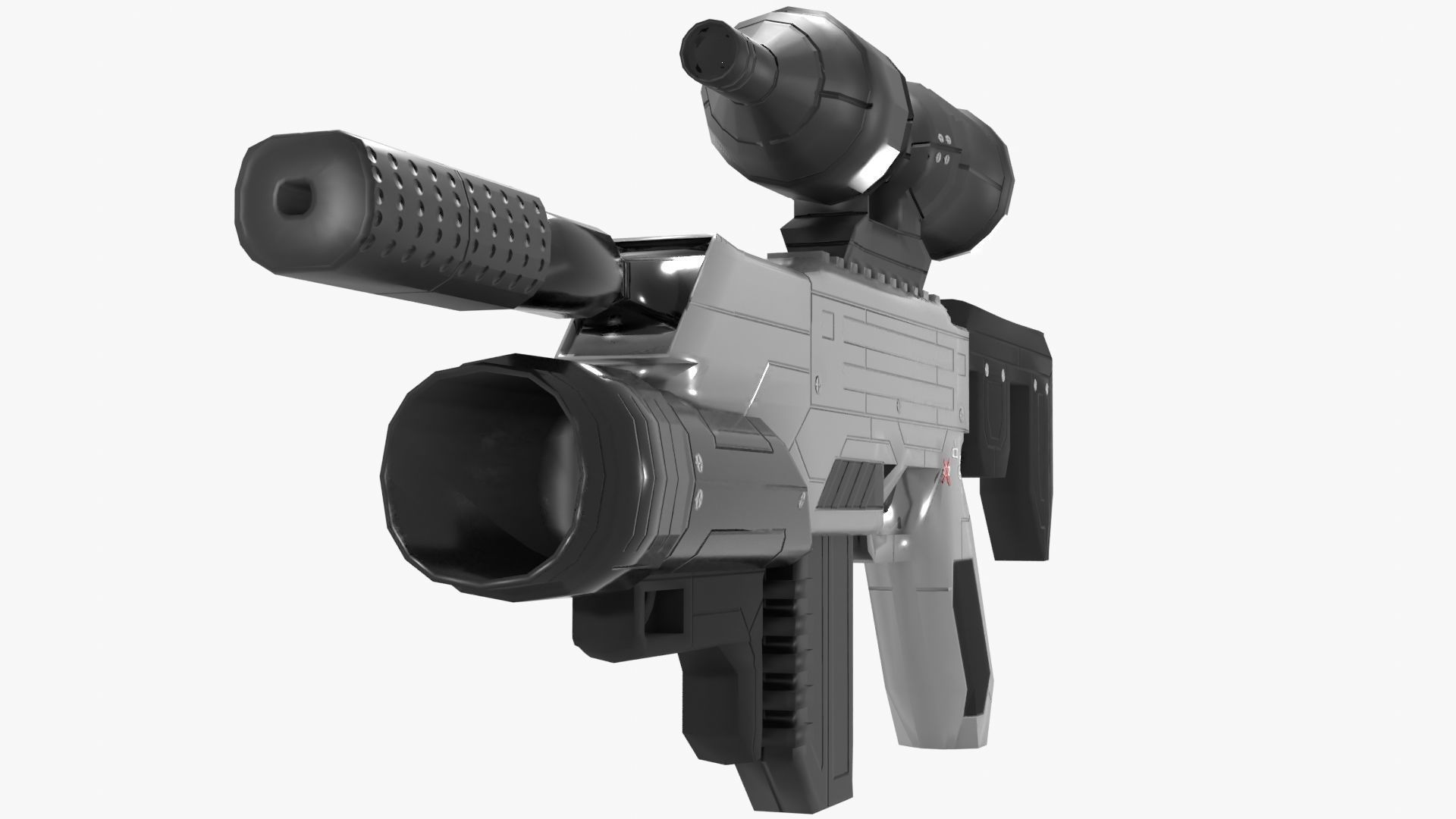 Sci-Fi Battle Rifle Combo Low-poly 3D model_9