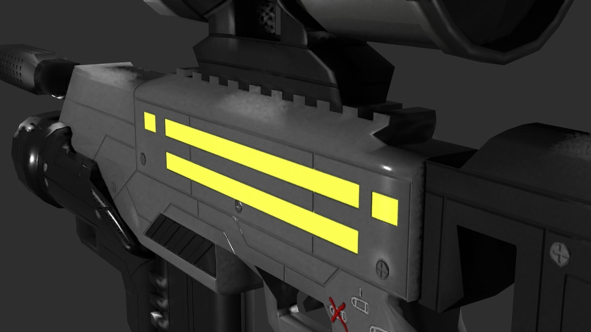 Sci-Fi Battle Rifle Combo Low-poly 3D model_27