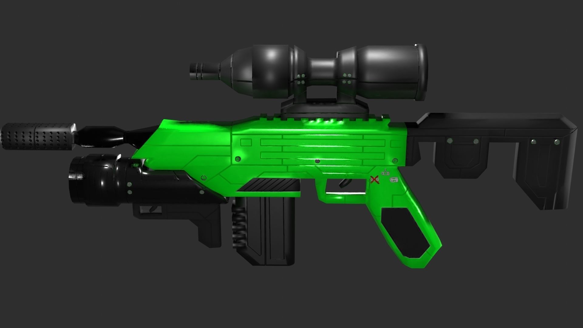 Sci-Fi Battle Rifle Combo Low-poly 3D model_20