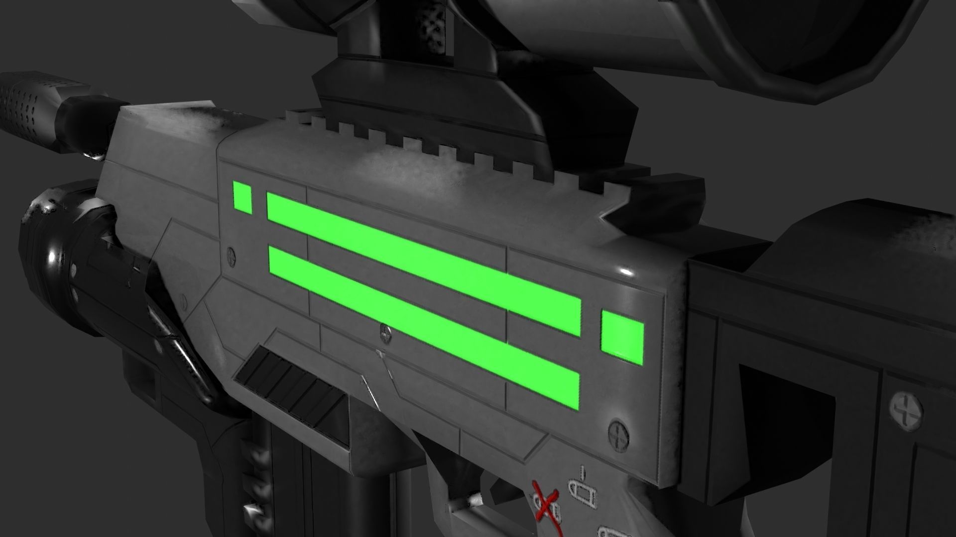 Sci-Fi Battle Rifle Combo Low-poly 3D model_26