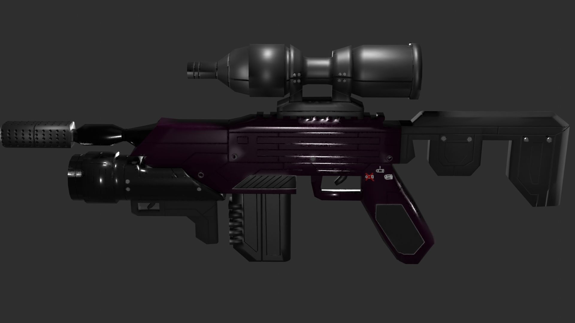 Sci-Fi Battle Rifle Combo Low-poly 3D model_18
