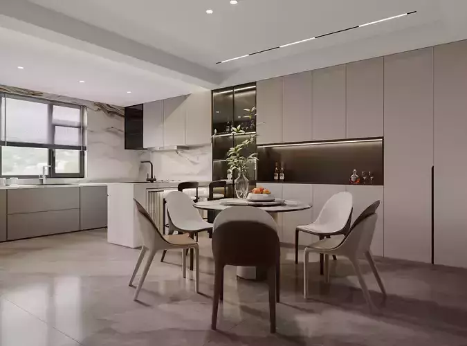 Modern simple style dining room scene