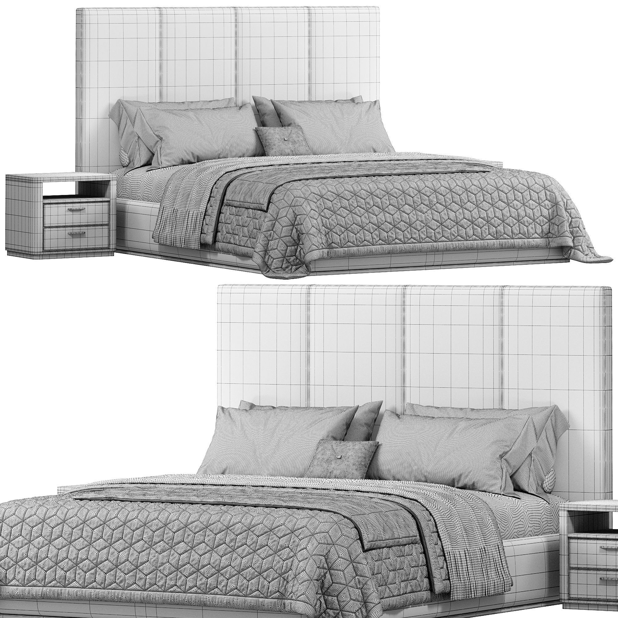 H KING QUEEN BED 600 by Adrianahoyos 3D model_5