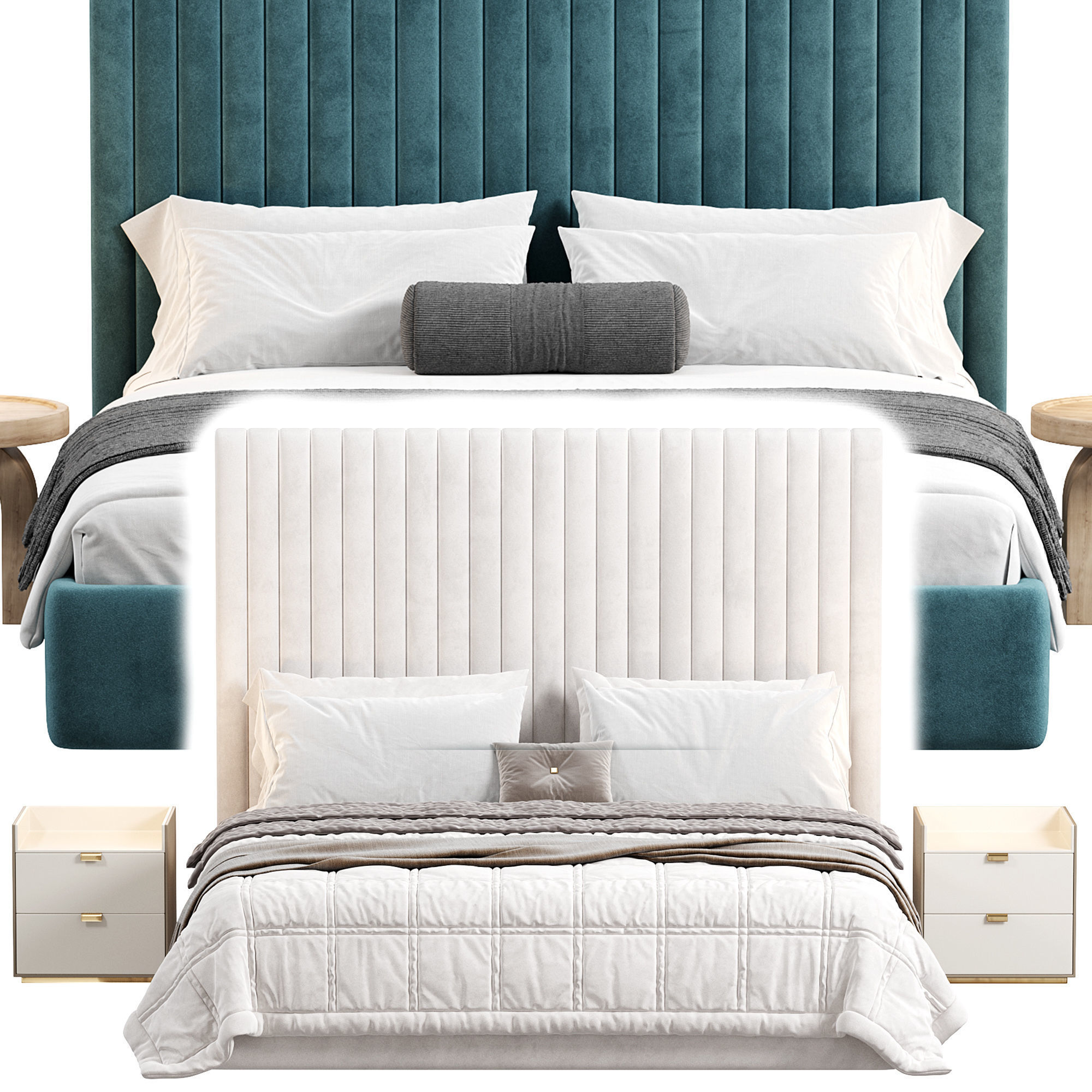 Louvers bed in navy blue by krasdom 3D model_2