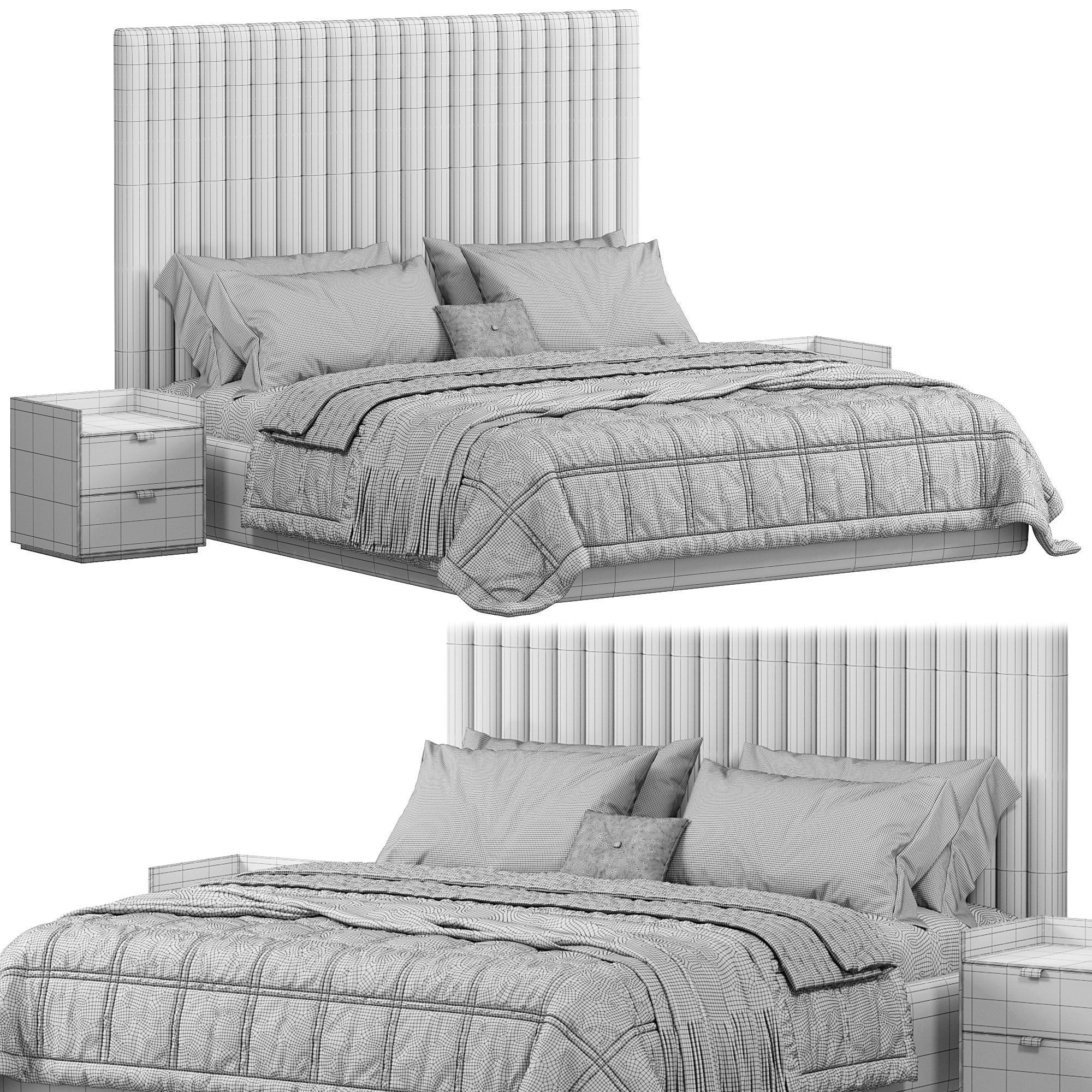 Louvers bed in navy blue by krasdom 3D model_9