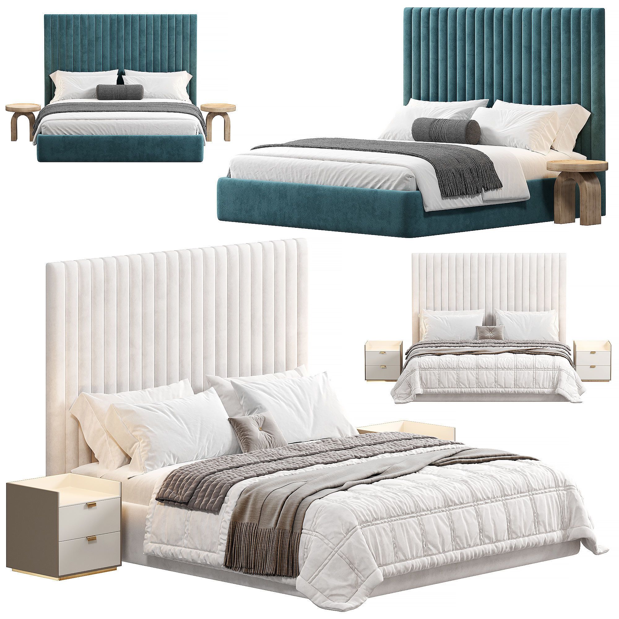 Louvers bed in navy blue by krasdom 3D model_1