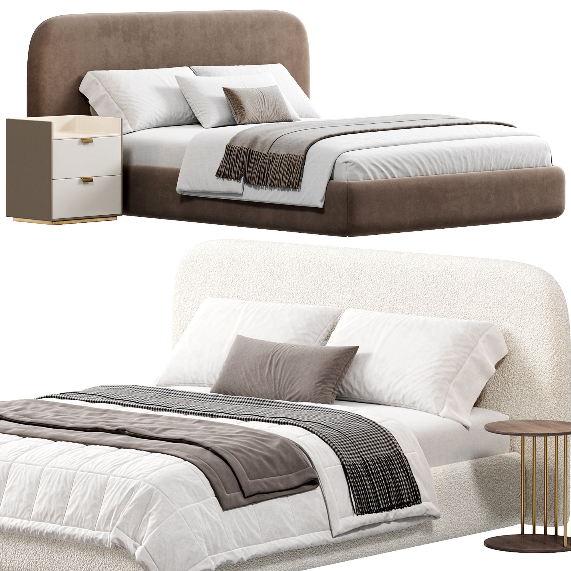 Marlene Bed Ivory By Highfashionhome 3D model_1