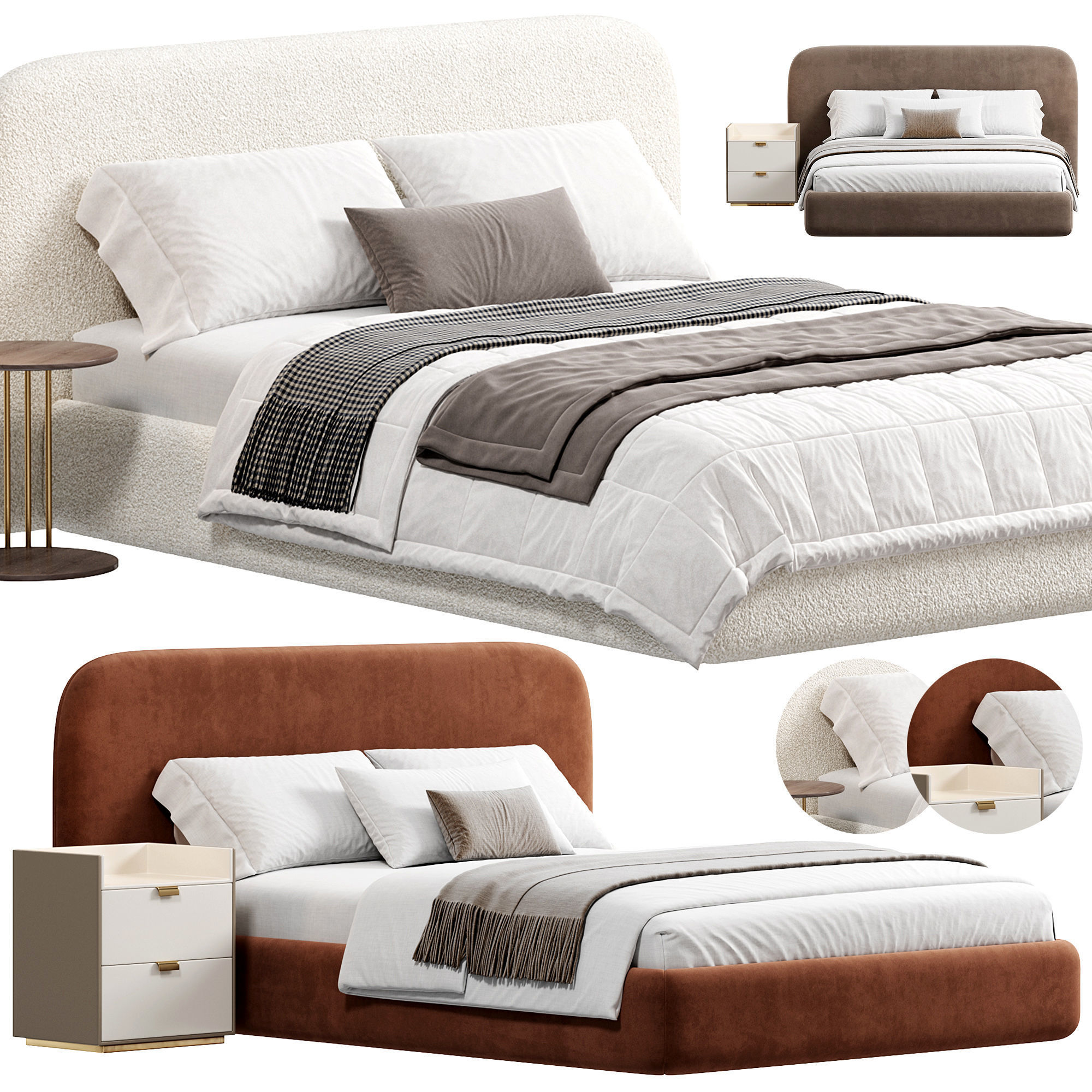 Marlene Bed Ivory By Highfashionhome 3D model_5