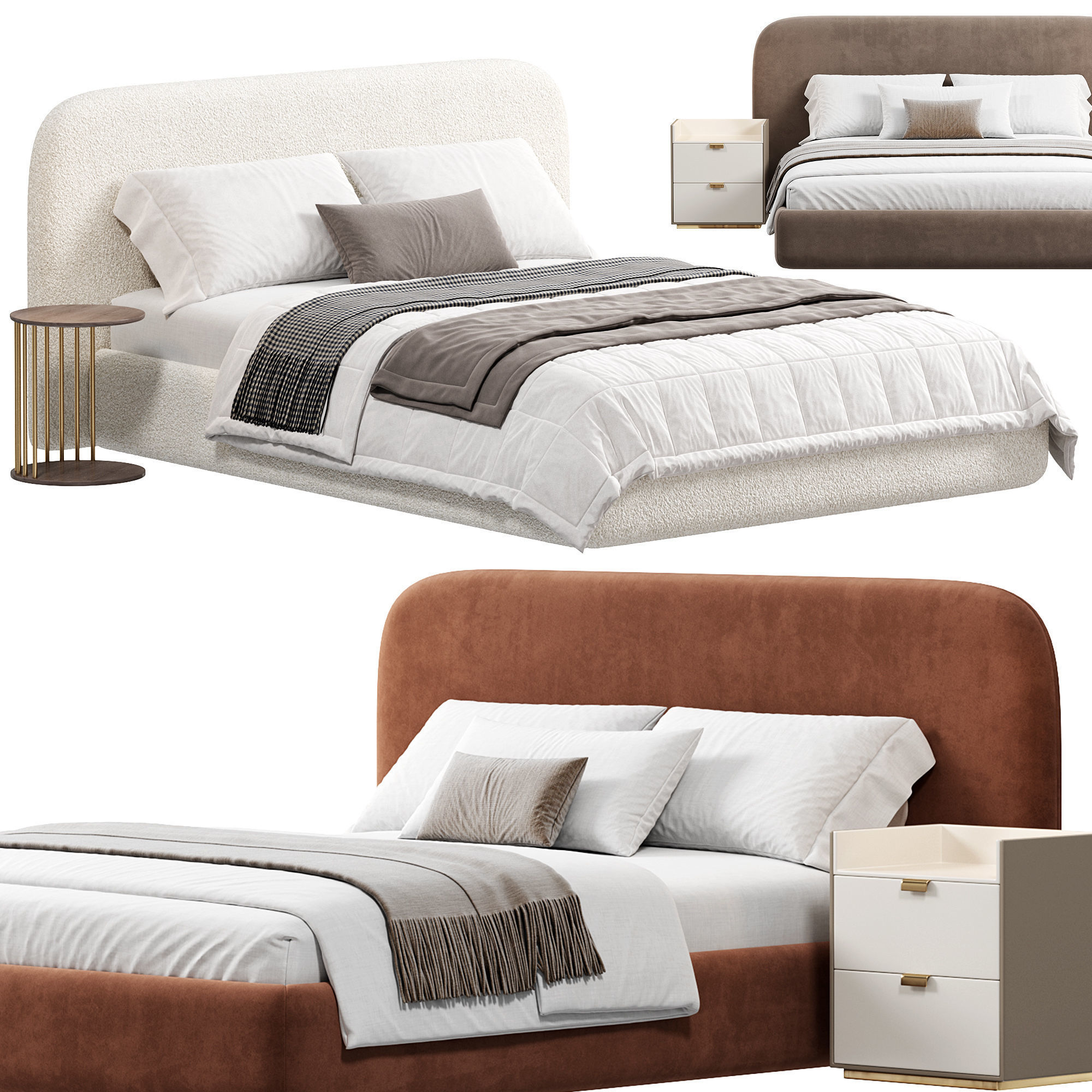 Marlene Bed Ivory By Highfashionhome 3D model_2