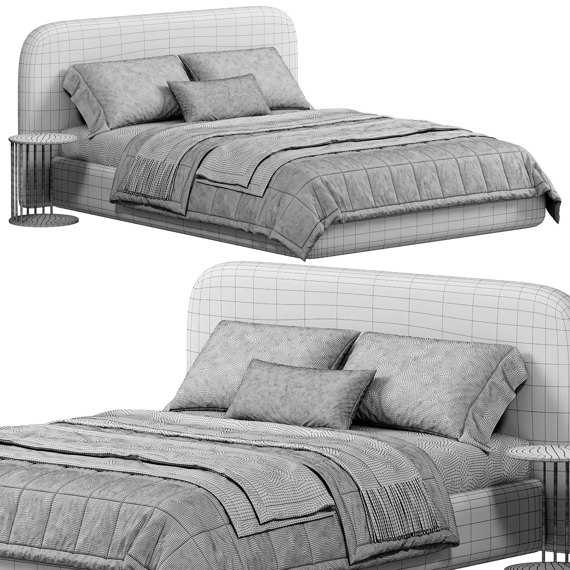 Marlene Bed Ivory By Highfashionhome 3D model_4