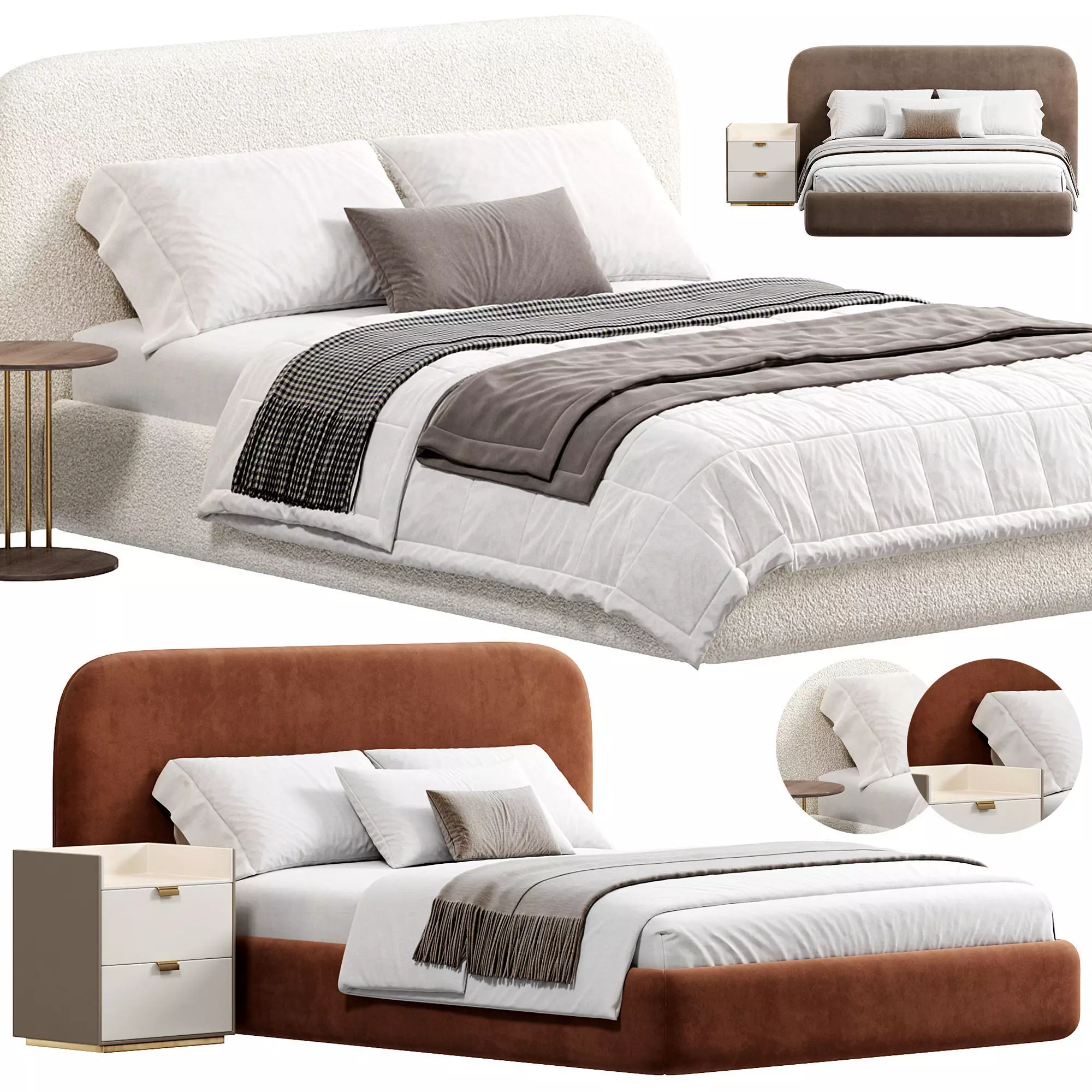 Marlene Bed Ivory By Highfashionhome 3D model_0