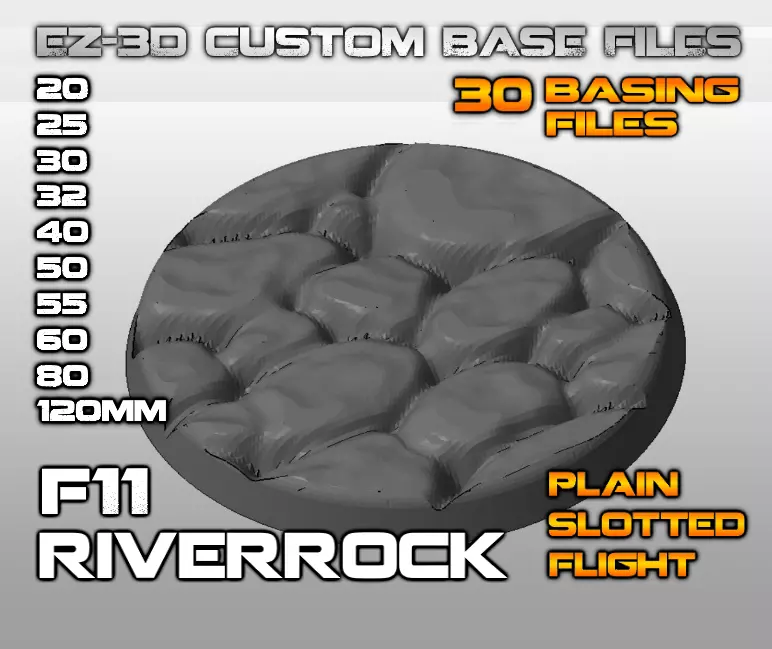 F11 - RIVER ROCK 20-120mm Round Bases 3D print model_0
