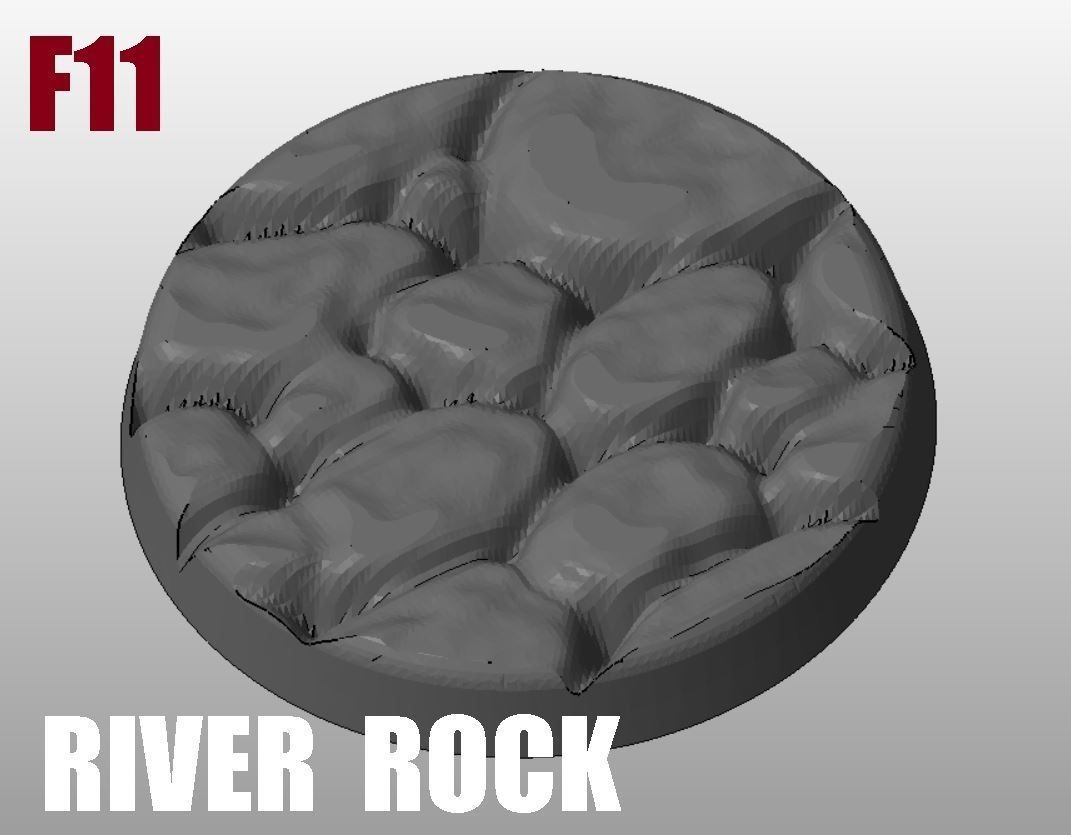 F11 - RIVER ROCK 20-120mm Round Bases 3D print model_4