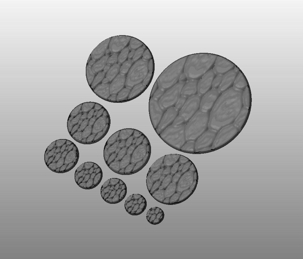 F11 - RIVER ROCK 20-120mm Round Bases 3D print model_2