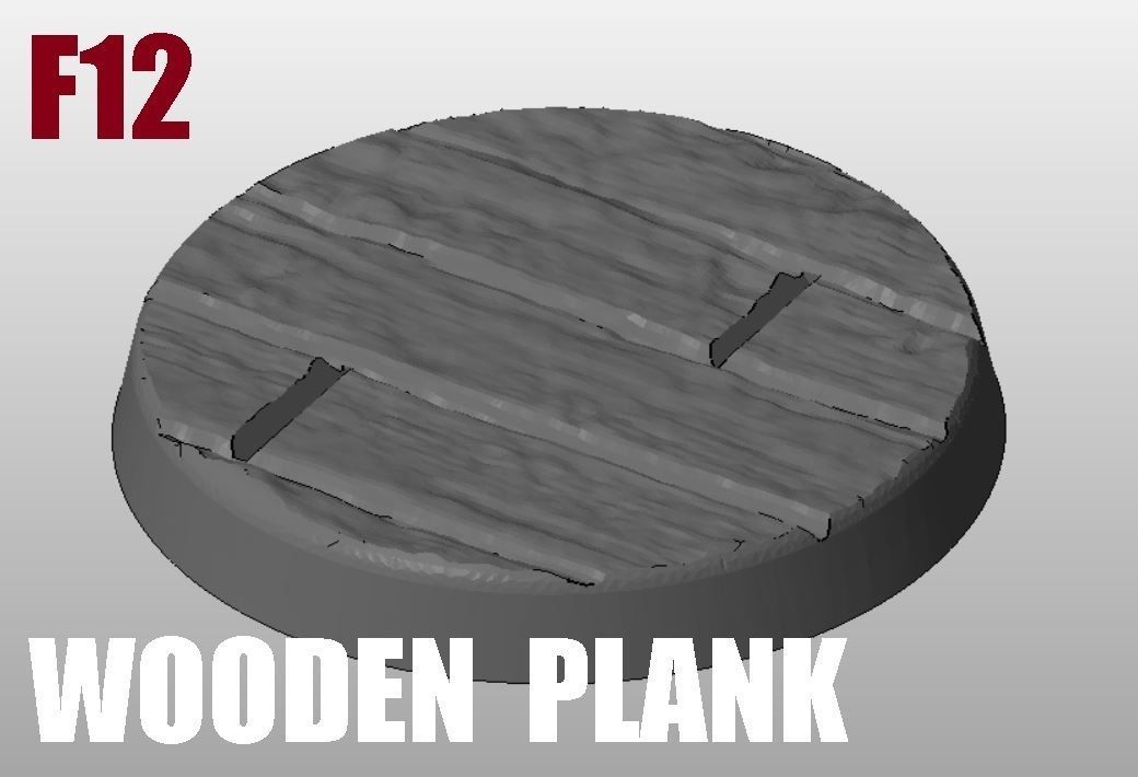 F12 - WOODEN PLANK 20-120mm Round Bases 3D print model_4