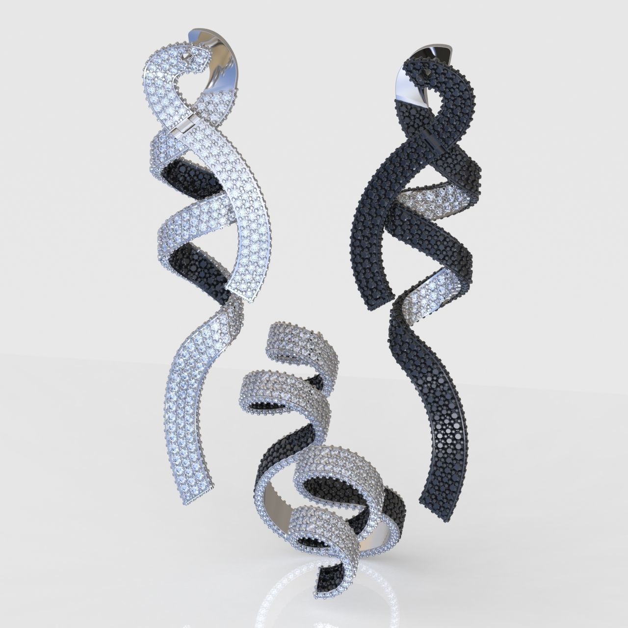 Ring and Earring Set 3D printable model 0094 3D Model Collection_2