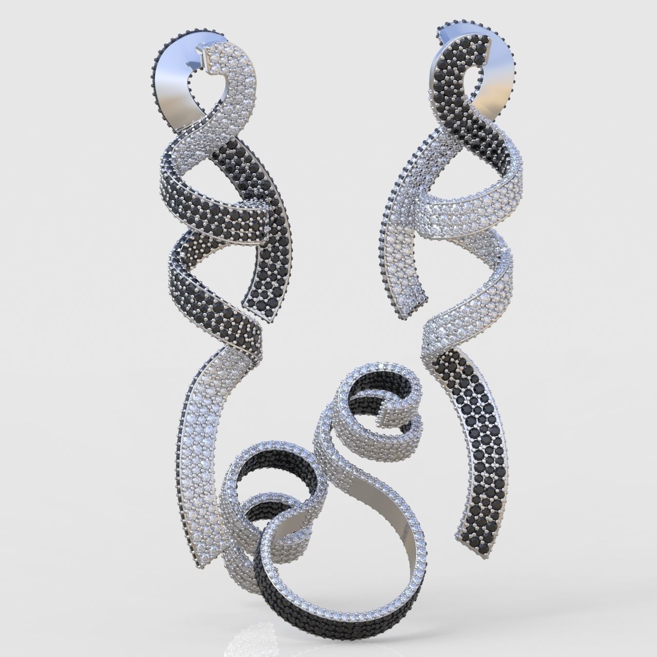 Ring and Earring Set 3D printable model 0094 3D Model Collection_8