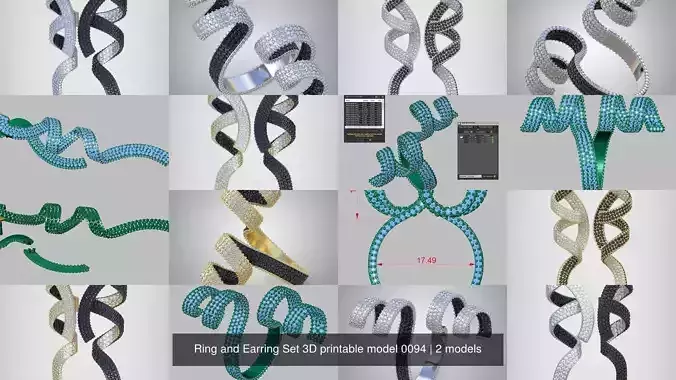 Ring and Earring Set 3D printable model 0094