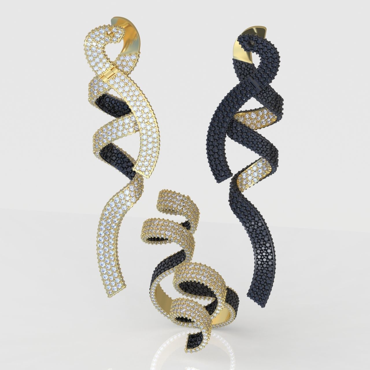 Ring and Earring Set 3D printable model 0094 3D Model Collection_3