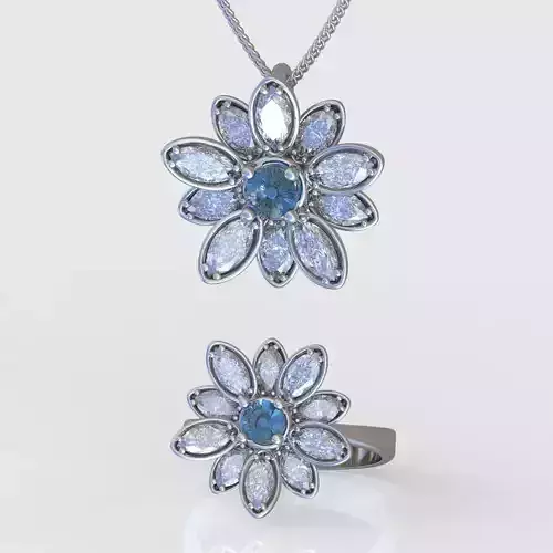 Ring and Pendant Set 3D printable model 0095 3D Model Collection