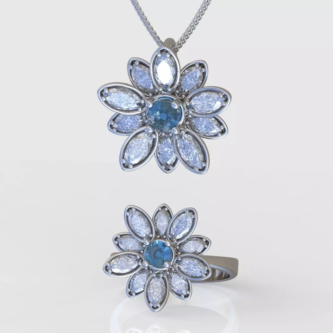 Ring and Pendant Set 3D printable model 0095 3D Model Collection_0