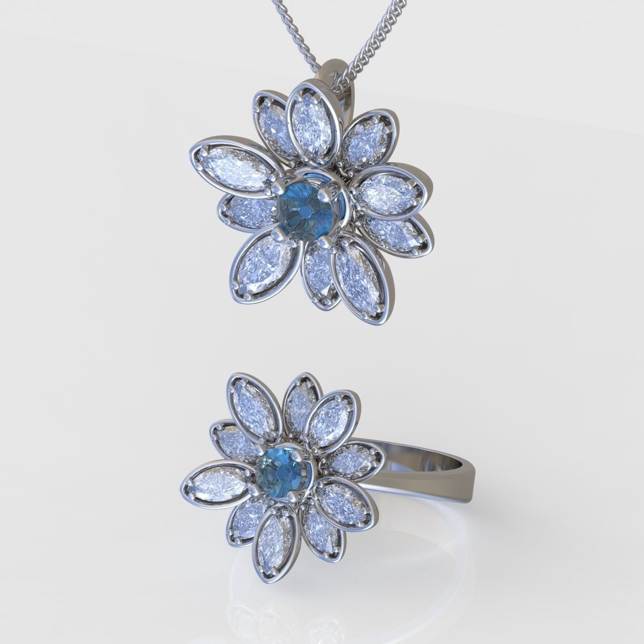 Ring and Pendant Set 3D printable model 0095 3D Model Collection_2