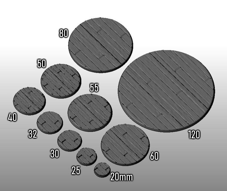 F16 - OLD GRAIN 20-120mm Round Bases 3D print model_1