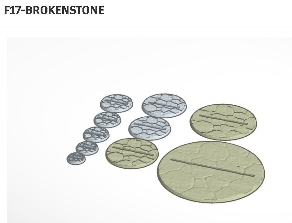 F17 - BROKENSTONE 20-120mm Round Bases 3D print model_5