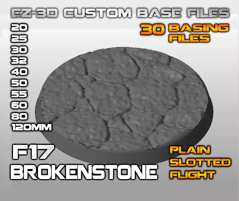 F17 - BROKENSTONE 20-120mm Round Bases 3D print model_0