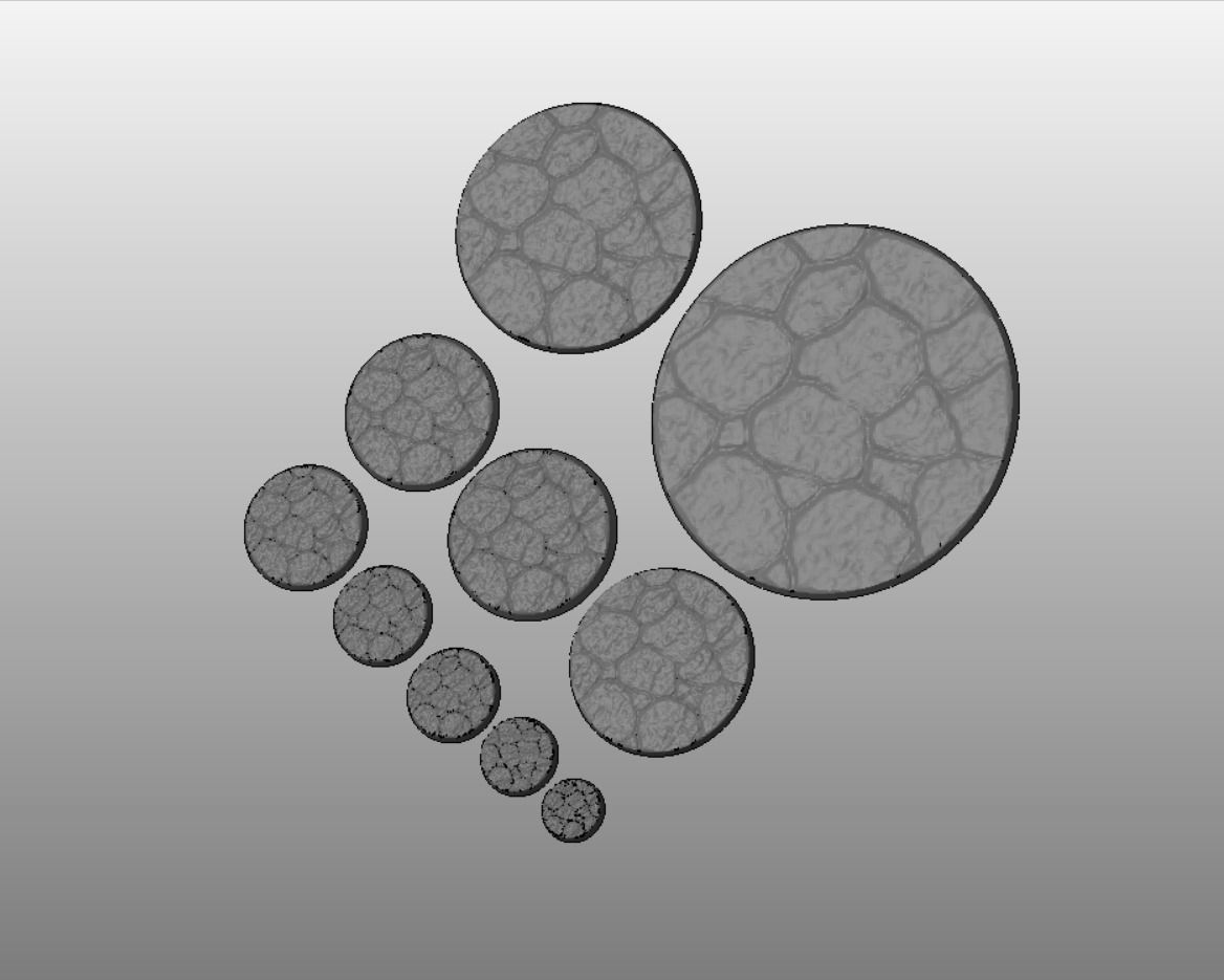 F17 - BROKENSTONE 20-120mm Round Bases 3D print model_2