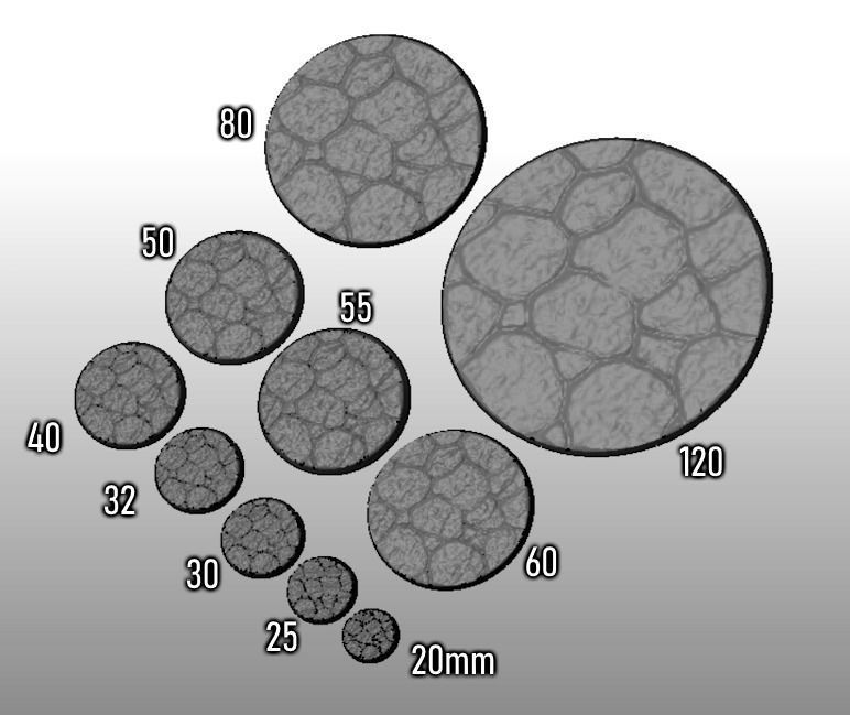 F17 - BROKENSTONE 20-120mm Round Bases 3D print model_1