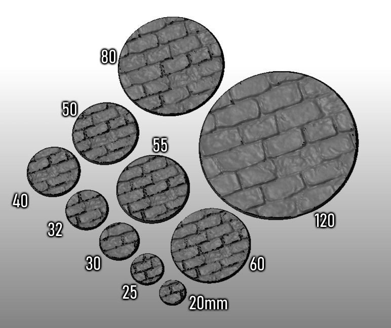 F18 - MUDBRICK 20-120mm Round Bases 3D print model_1