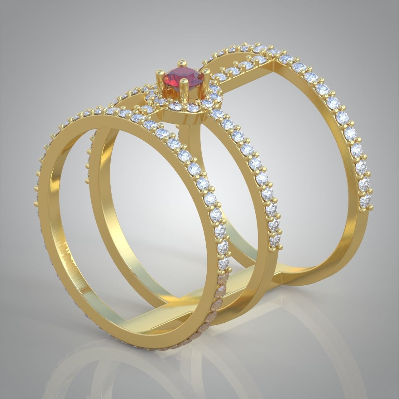 Diamond ring 0361 3D printable model 3D print model_4