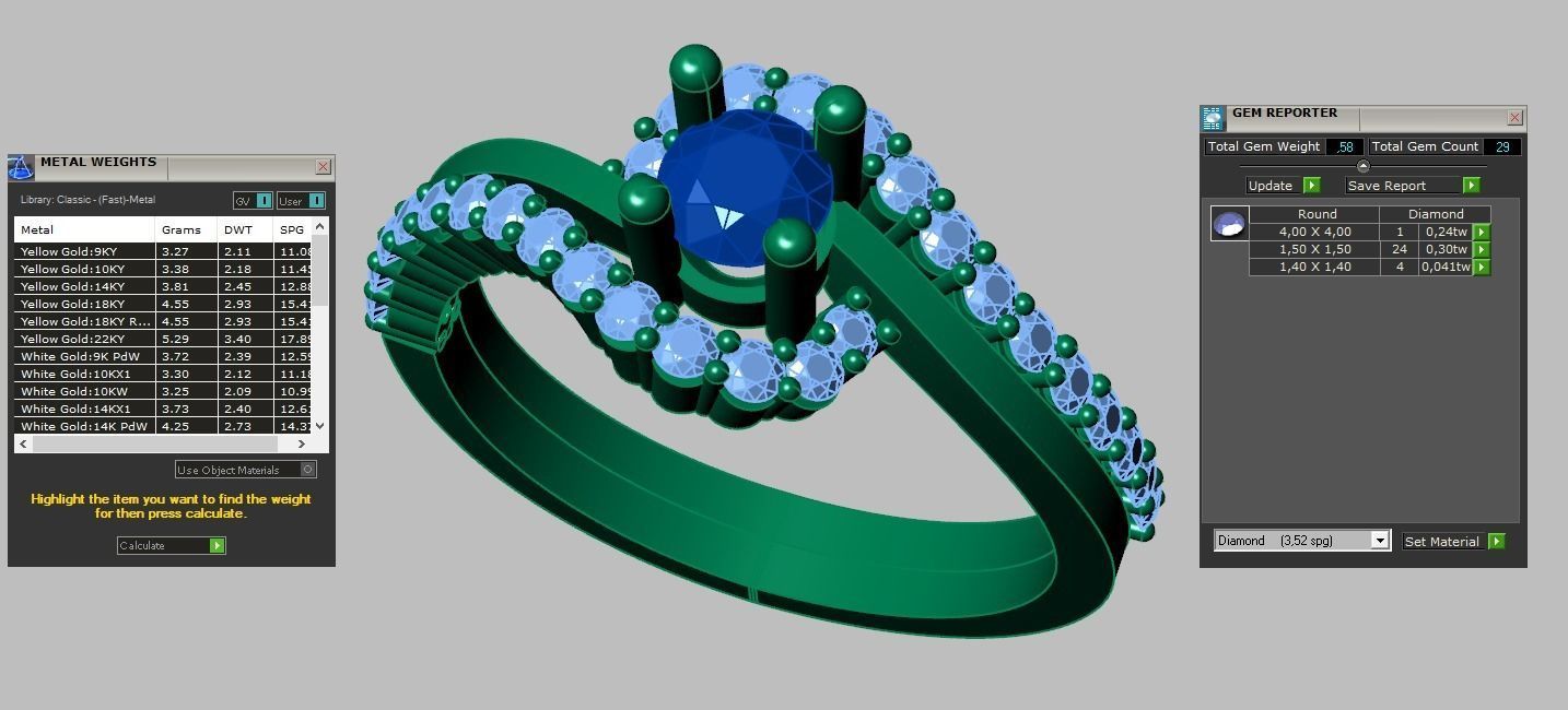Diamond ring 0363 3D printable model 12 3D print model_15