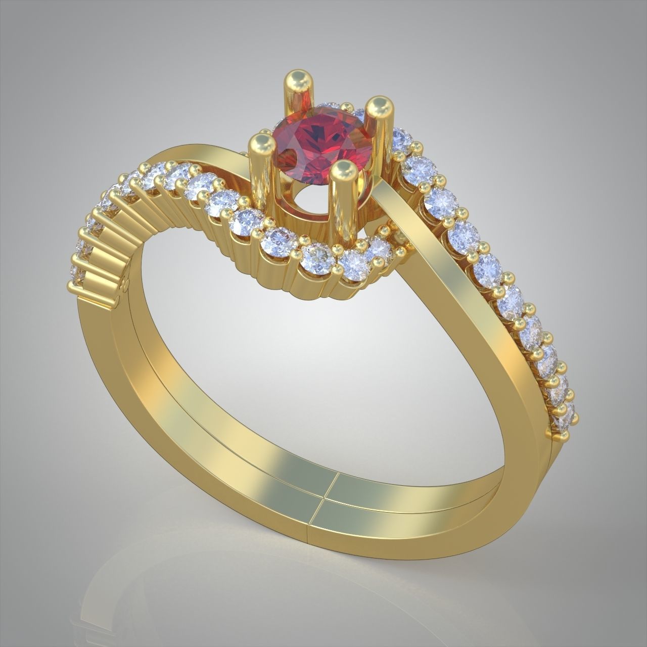 Diamond ring 0363 3D printable model 12 3D print model_6