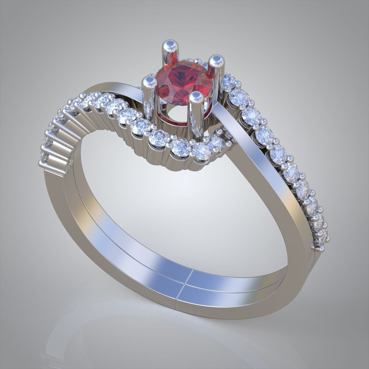 Diamond ring 0363 3D printable model 12 3D print model_5