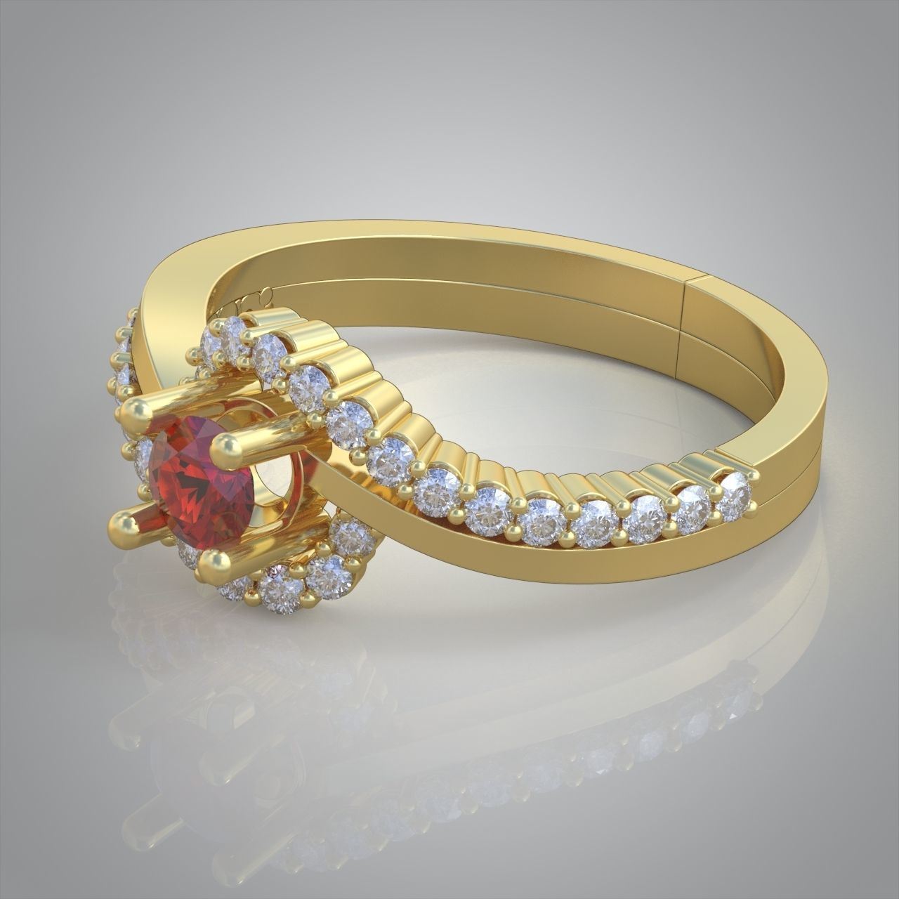 Diamond ring 0363 3D printable model 12 3D print model_9