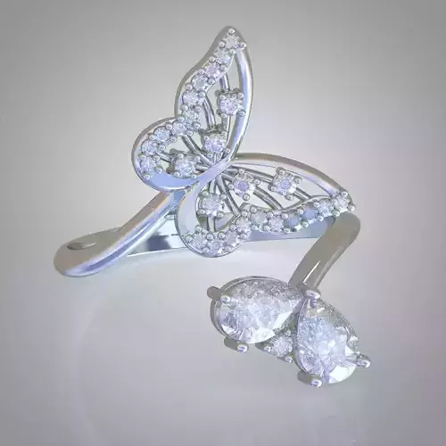 Butterfly Diamond ring 0361 3D printable model 15